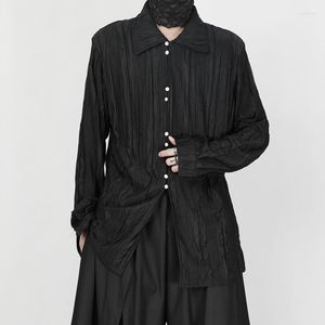 Men's Casual Shirts Fall 2023 Black Shirt Chinese Style Restoring Ancient Ways The Drape Fold Design Tide Handsome Loose Long-sleeved Shir