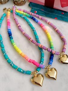 Pendant Necklaces KKBEAD Boho Style Heart Necklace Jewelry For Women 2023 Fall And Winter Heishi Beaded Wholesale Drop