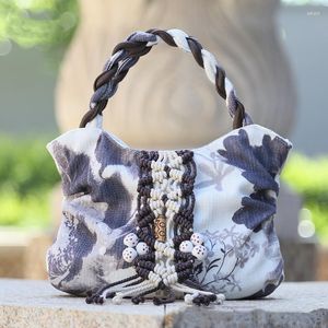 Borse da sera 2023 Piccole donne Original Shopping String Appliques Pochette da giorno! Belle stampe nazionali Borse da donna Top Canvas Carrier