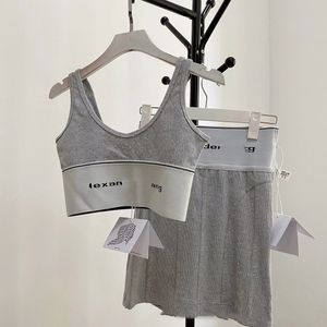 Spring/Summer Sports Tank Top Set Skinny Short Open Button Sexy Top Half Skirt Women