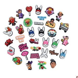 Ayakkabı Parçaları Aksesuarlar Kötü Bunny Pvc Charms Ayakkabı Toka Dekorasyonu Jibz Çocuk Partisi Noel Hediyeleri Damla Teslimat Serisi Rastgele