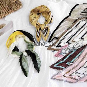 Scarves luxury silk handkerchiefs head scarf headwraps for women pleated chiffon scarf hijabs satin hijabe femme bandanas ladies scarves J230801