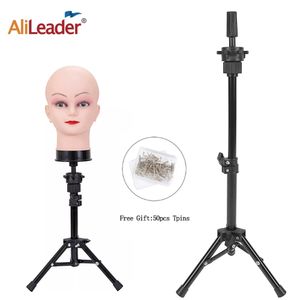 Peruk standı alileader peruk kafası ile tripod standı 60cm güçlü tripod, saçsız saçsız Afrika manken kafası kafalı 230731