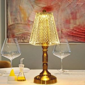 Bordslampor Crystal Lamp Touch Dimning Bar Eye-skydd Läsning Trådlös säng för kaffe/restaurangdekor