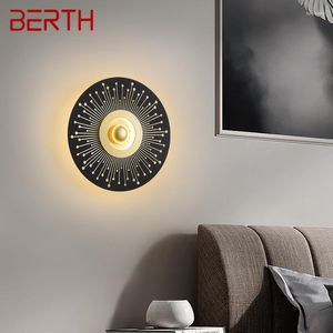 Candeeiro de parede BERTH moderno LED nórdico criativo simples preto interior arandela luz para decoração de casa sala de estar quarto cabeceira