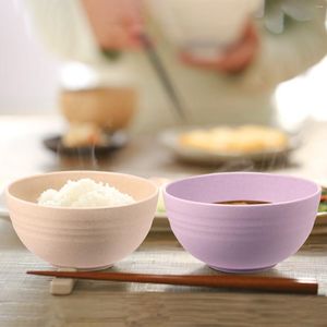 Dinnerware Sets 5 Bowls Unbreakable Kitchen Utensil Wheat Lightweight For Cereal Rice Noodle Soup Salad Bowl