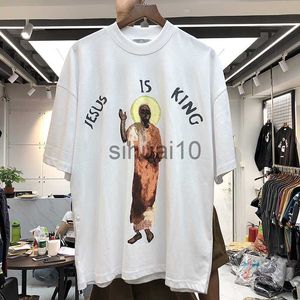 Mäns T-shirts Jesus är King T-shirt T-shirts Högkvalitativ porträtt av Jesus Print Jesus är King Tee Oversize Hip Hop Top J230731