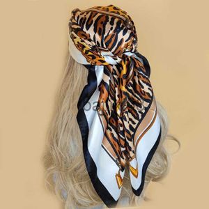 Halsdukar 90*90 cm silkes halsduk kvinnor trycker hår hals fyrkantiga kontor damer strand bandanna muslim hijab näsduk ljuddämpare foulard kvinnlig j0801