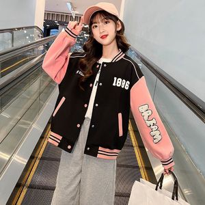 Kurtki Teen Girls Spring Autustwa Fashion Bomber Kurtki dla dzieci streetwear baseball mundur sportowy płaszcz luźne studenci odzieży wierzcha 8 10 12 14y 230731