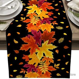 Bordduk Autumn Tabler Runner Orange Watercolor Maple Retro Tracklyfta Bröllopsdekor Holiday Dining Coffee Table Decor R230823