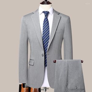 Men's Suits Boutique (suit Trousers) Business British Dress Slim Trend Handsome Solid Color High-end Casual Suit Two Sets