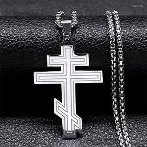 Hänghalsband Ryssland Cross Halsband ryska ortodoxa rostfritt stål Ukraina religiösa kristna korsfixkyrkans smycken N8449