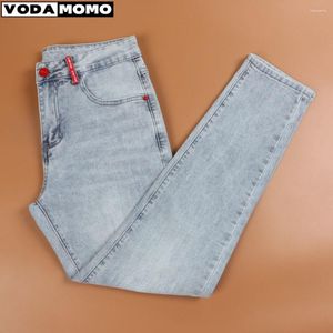 Herr jeans 2023 män mode hål streetwear rak vår sommarmoto cyklist mager casual denim byxor för y2k