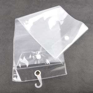 Wig Stand Free 20pcslot PVC Packaging Bag 12inch-26inch Transparent Plastic Hair Extension Packaging Bag with button and hook up 230731