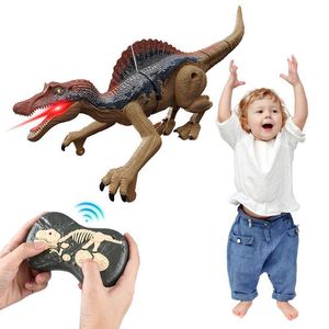 Electric RC Animals Walking Dinosaur Toys Pilot Control Zabawa z LED LED UP Ryre Sounds za 4 5 6 7 8 -letni 230801