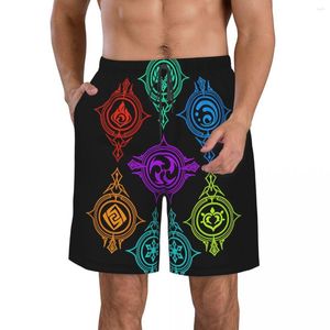 Herren Shorts Elements Of World Genshin Impact Beach Fitness Schnell trocknender Badeanzug Lustiger Straßenspaß 3D