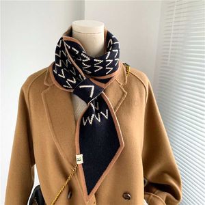 Scarves Luxury Thick Ties Scarves Winter Neck Scarf Knitted Lady Warm Collar Wraps Plaid Letter Skinny Long Narrow Neckerchief Y23