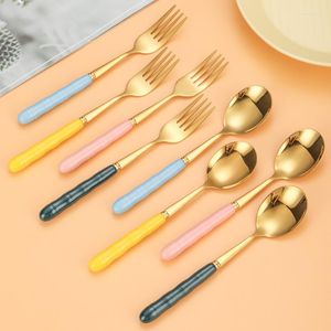 Serisuppsättningar med tjockt rostfritt stål Korrugerat dessertsked Scoop Creative Ceramic Knife Stirring Coffee Fruit Fork