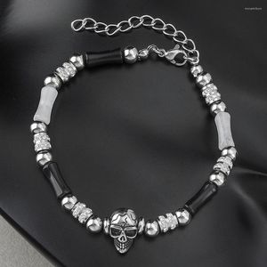 Choker Stylish Unisex Titanium Necklace With Black Onyx Beads For Hip Hop And Rock Fans