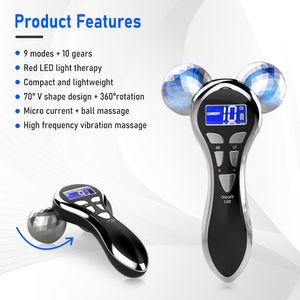 Uso doméstico Remoção de rugas Aperto da pele EMS Roller Massage Device PDT Light Therapy Micro Current High Frequency Vibration Massager for Eyes and Face