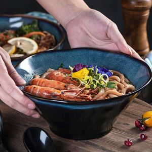 Skålar japansk stil keramisk nudel soppa skål personlig hatt ramen sallad ris hem kreativ ugn för att äta trumpet