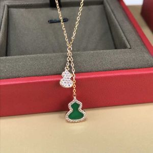 Wholesale Jewelry Necklace Classic Steel Diamonds Bottle Gourd Necklaces 18k Gold Plated Women Luck