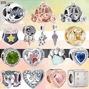 925 Silber für Pandora-Charm, 925-Armband, Eiscreme-Anhänger, Zirkon, Liebesherz, Hundeklaue, Elefanten-Charms. Für Pandora-Charm-Schmuck, 925-Charm-Perlen-Zubehör