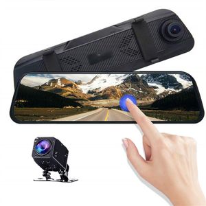 10 IPS tela sensível ao toque carro DVR stream media câmera espelho retrovisor frontal 170° traseira 140° ângulo de visão amplo 1080P noite clara visi2733