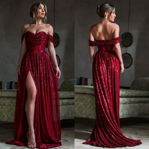 Sequins Elegant Bury Prom Split Sheath Backless Party Evening Dress Pleats Dresses For Special Ocn es