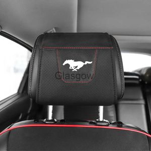 Siedzenia samochodowe 1PC PU skórzany headrest ochraniacza obudowy samochodowej okładka zagłówek dla Forda Mustang x0801