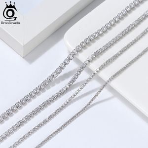 Strands Strings ORSA JEWELS Bling Zircon Tennis Colar 925 Sterling Silver Italian Handmade Iced Out CZ Chain Joias para homens e mulheres SSC 230731