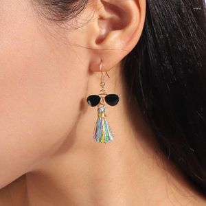 Dangle Earrings Creative Sunglasses Tassel For Women Boho Temperament Retro Glasses Ear Hooks Jewelry Street Dance Accessories