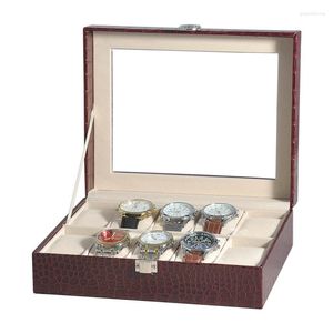 Titta på lådor 10 pu läder inre mjuk kudde lådan fallhållare arrangör förvaring för kvartsklockor smycken display