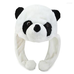Berets Cartoon Plüsch Panda Tier Beanie Hut mit Pom Ends Lange Riemen Erwachsene Kinder Winter Warm Lustige Stofftier Earflap Cap Cosplay