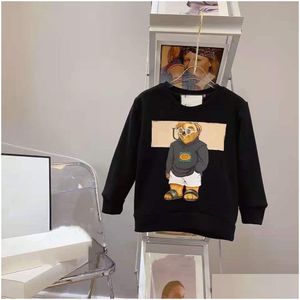 Pullover baby tröjor plover kläder barn designer flickor pojkar kläder med bokstav vit glasad björn casual jumper vårens vinst dhkmb