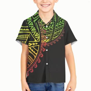 Men's Casual Shirts Kid Boy Polynesian Tribal Tongan Totem Tattoo Tonga Prints Fashion Baby Girl Shirt Child Loose Outfit Spring Fall Tee