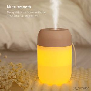 Humidifiers Portable 300ml Air Humidifier Aroma Oil Humidificador for Home Car USB Cool Mist Sprayer with Colorful Soft Night Light Purifier R230801