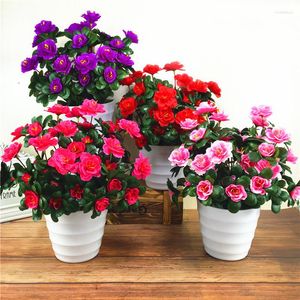 Decorative Flowers 1pc Red Azalea Artificial Silk Bushes Wedding Home Garden Fake Decoration