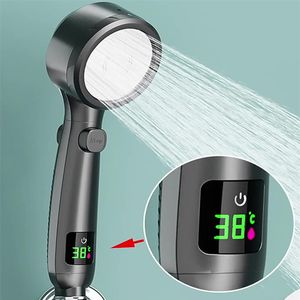 High-Pressure Handheld Shower Head with LED Temperature Display - Water-Saving, Adjustable Spray, Chrome Finish