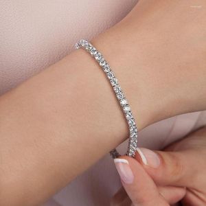 Link Bracelets KMOKN 14k Gold Plated 3mm Tennis Chain For Women Fashion Small Cubic Zircon Crystal Wedding Party Friends Gift Jewelry