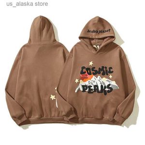 Erkek Hoodies Sweatshirts High Street Vintage BP BP Kozmik Pik Köpük Kapüşonlu Sweatshirt Erkekler ve Erkekler İçin Stranger Şeyler Pullover Polar Hoodies Büyük Boy T230731