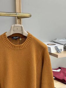 Männer Pullover Winter Loro Piana Langarm Gelb Orange Rundhals Kaschmir Strickpullover Pullover