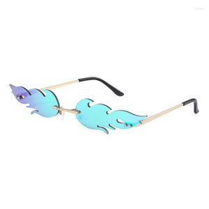 Sunglasses Fire Shape Flame Rimless Wave Glasses Eyewear For Party