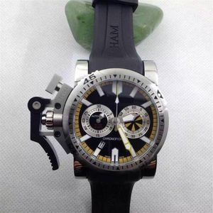 Högkvalitativ 46mm män Titta på brittisk kronofighter Bezel Rubber Strap Stopwatch Chronograph Japan Quartz Chrono Sport Racing Mens W227A