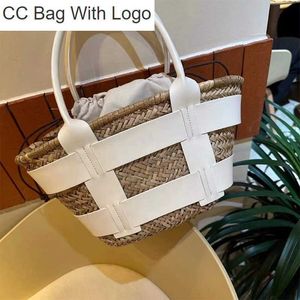 Bolsa de cc saco natural saco de bolsa mulher santorini compras brancas lison saco de ombro laffia tecido crossbody moda bolsa malha