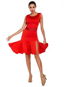 Desgaste de palco 2023 feminino vermelho preto vestido de dança latina XS-XL adulto salão de baile grande saia de balanço alta qualidade fantasia drop