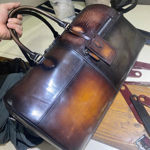 Plus storlek jour-off handhållen/crossbody rese väska kärlek brev italiensk importerad kalvskinn forntida metod ren handpolerad colortravel essents kitbag resor