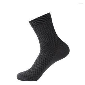 Men's Socks Bamboo Fiber Summer Business Deodorant Gray Advanced Design Mid-Cuff