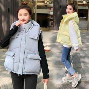 Damenwesten 2023 Herbst Winter Daunenbaumwolle Damen Puffer Parkas Winddichter warmer Kapuzenmantel Damen gepolsterte Jacken Outwear