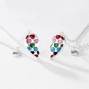 Pendant Necklaces Trendy Heart Shaped Magnet Necklace For Kids Girls Korean Fashion Broken Clavicle Chain BFF Friends Jewelry Gifts